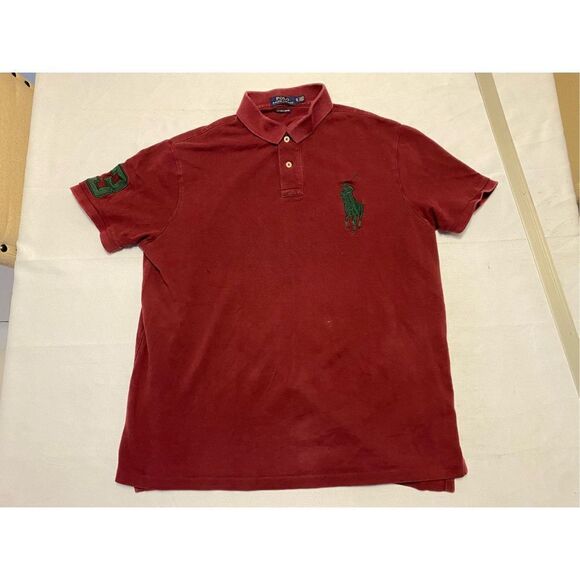 Polo Shirt Mens Extra Large Ralph Lauren Red Big Pony Logo Short Sleeve Collared - Picture 1 of 4